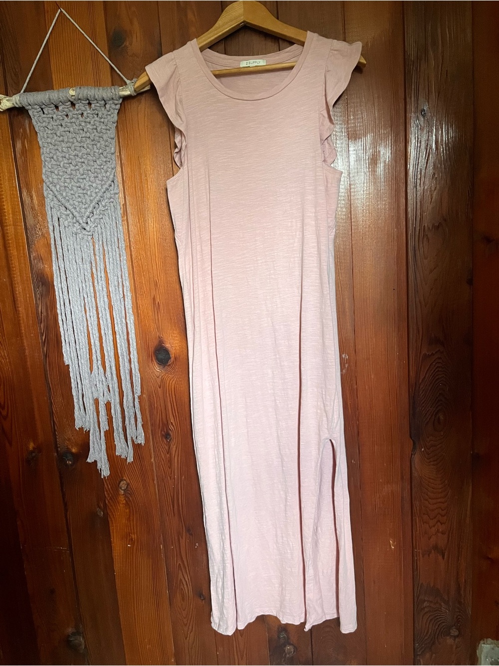 Z-Supply Women's Pink Sleeveless Ruffle-Shoulder Maxi Dress